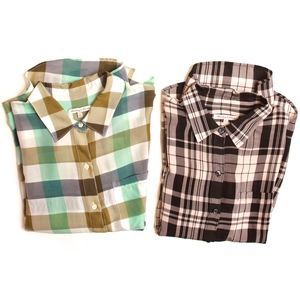 *BUNDLE OF 2* Madewell Plaid Silk Button Up Shirts